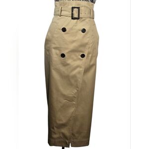NWT LOFT Trench Wrap Pocket Midi Skirt Sz 6 Khaki Belted | Gift- BCBG Blouse